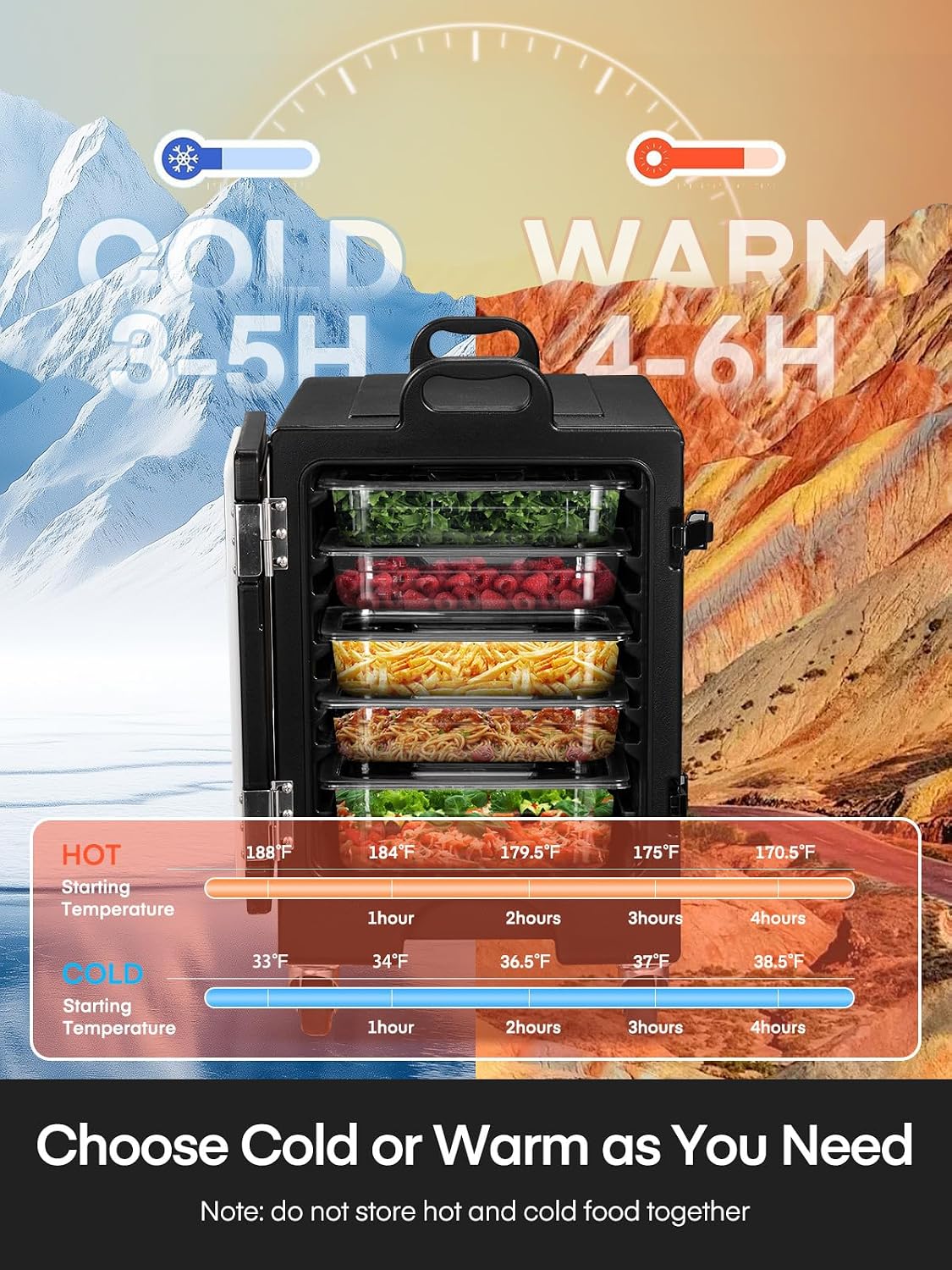 Hot Box for Catering, 82QT Portable Food Warmer w/Wheels, LLDPE Insulated Food Pan Carrier, Food Box Carrier w/Double Buckles, Handles, Stackable Food Warmer Box for Parties Buffet, Restaurant