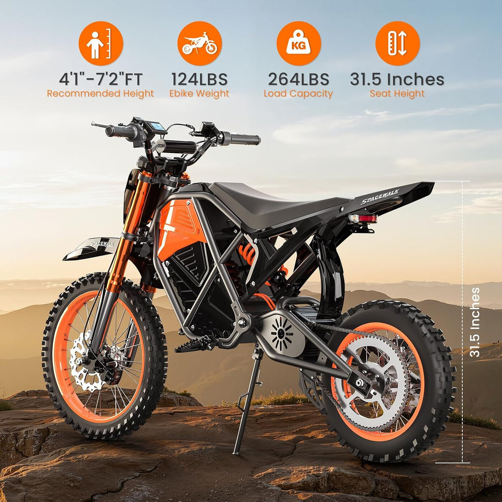 EILLEO Electric Dirt Bike for Adults Teens 48V, E Dirtbike Ebike with 3000W Motor, Electric Motorcycle with 14'/12' Fat Tire, 37.5MPH Hydraulic Brakes & Full Suspension, Fit Age 13+