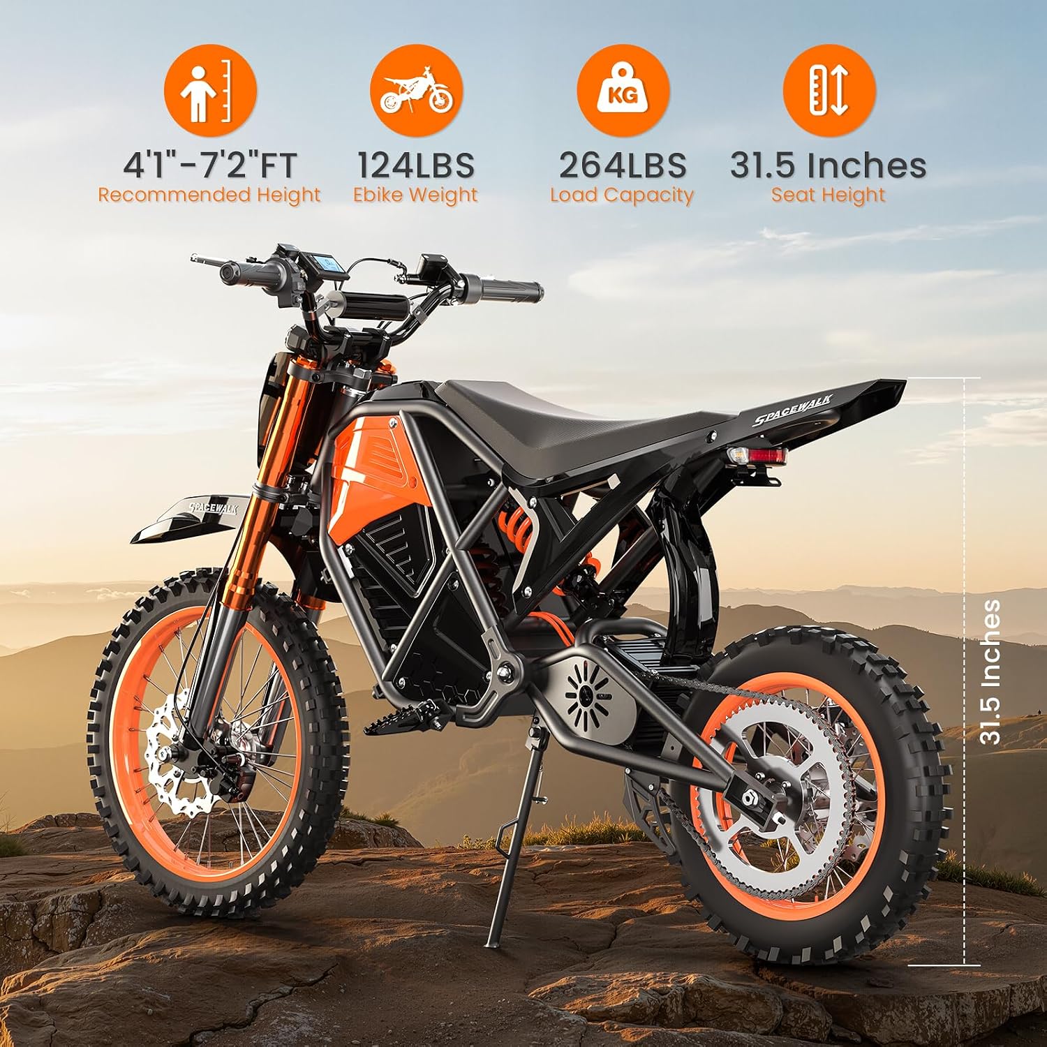 EILLEO Electric Dirt Bike for Adults Teens 48V, E Dirtbike Ebike with 3000W Motor, Electric Motorcycle with 14'/12' Fat Tire, 37.5MPH Hydraulic Brakes & Full Suspension, Fit Age 13+