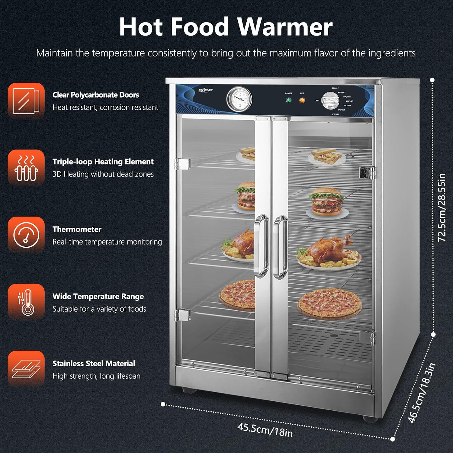 Electric Catering Hot Box Food Warmer, 5-Shelf Hot Food Warmer, Countertop Heated Holding Cabinet, Home Commercial Use, 120V 700W