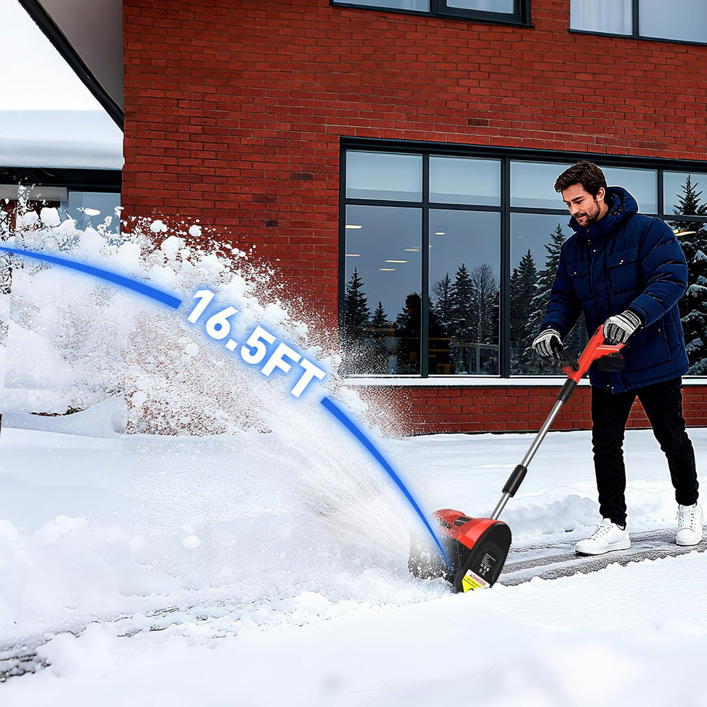 12' Cordless Snow Shovel (NO Battery) Compatible with Milwaukee 18V Battery, Electric Snow Shovel with Directional Plate & Adjustable Front Handle, Cordless Snow Blower for Driveway/Patio/Sidewalk