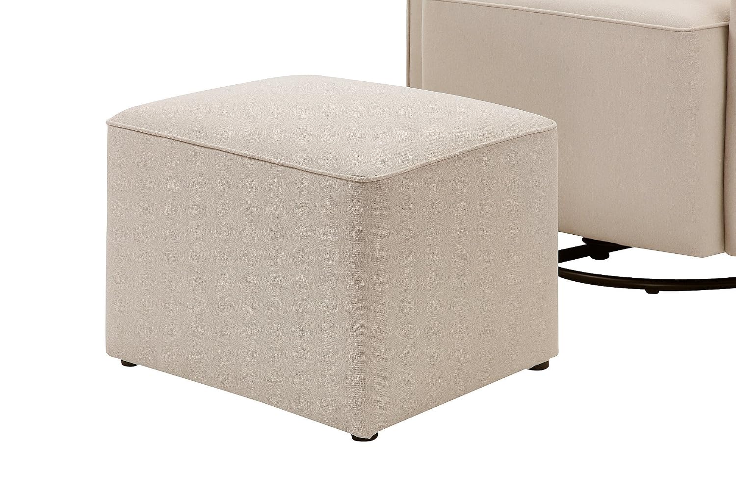 daVinci Olive 360° Swivel Glider Chair w/ Storage Ottoman - Water & Stain Resistant Rocking Glider - GREENGUARD Gold & FSC Certified, Versatile Rocking Chair for Nursery & Living Room, Polyester Cream