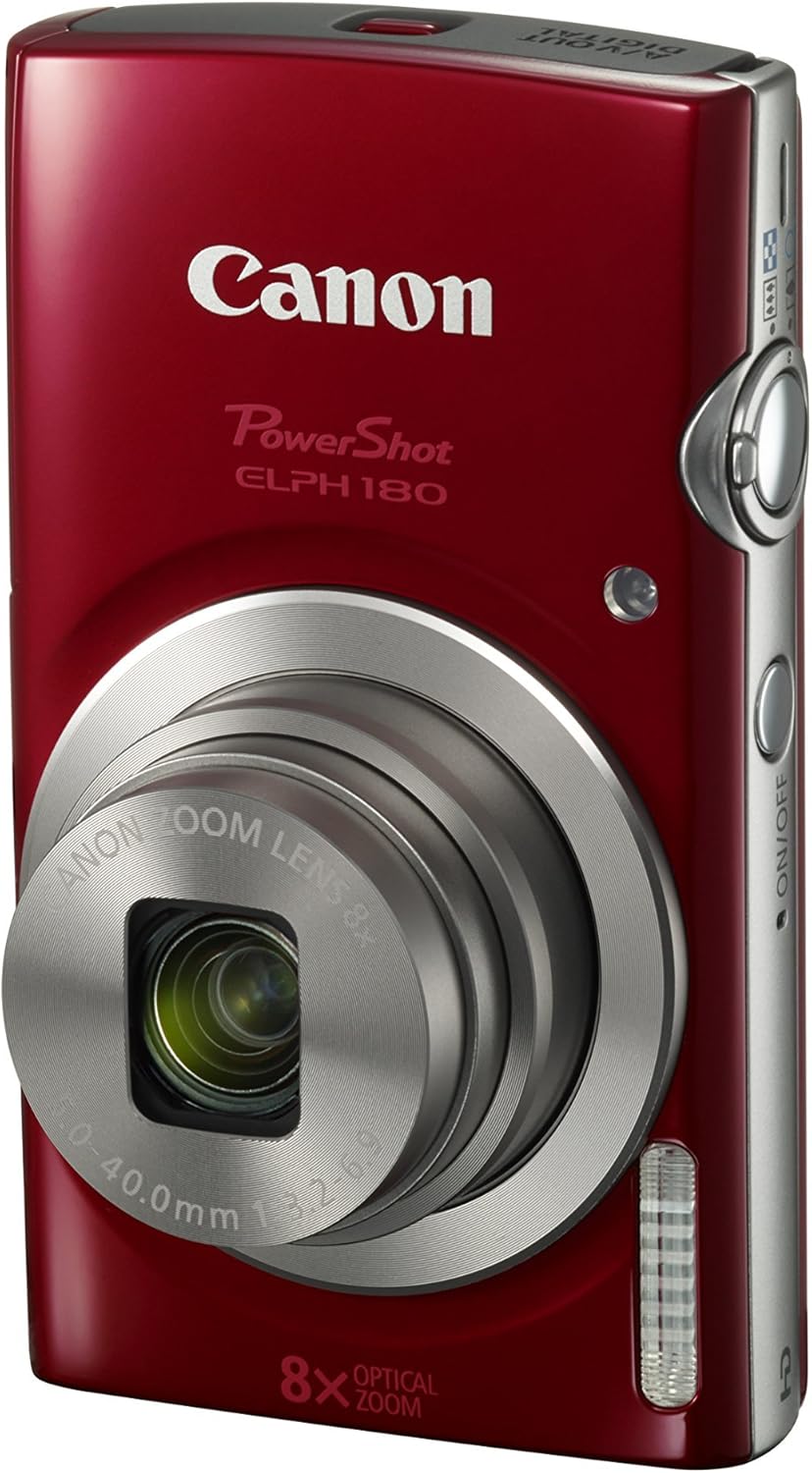 Canon PowerShot ELPH 180 Digital Camera w/Image Stabilization and Smart AUTO Mode (Red) (Renewed)