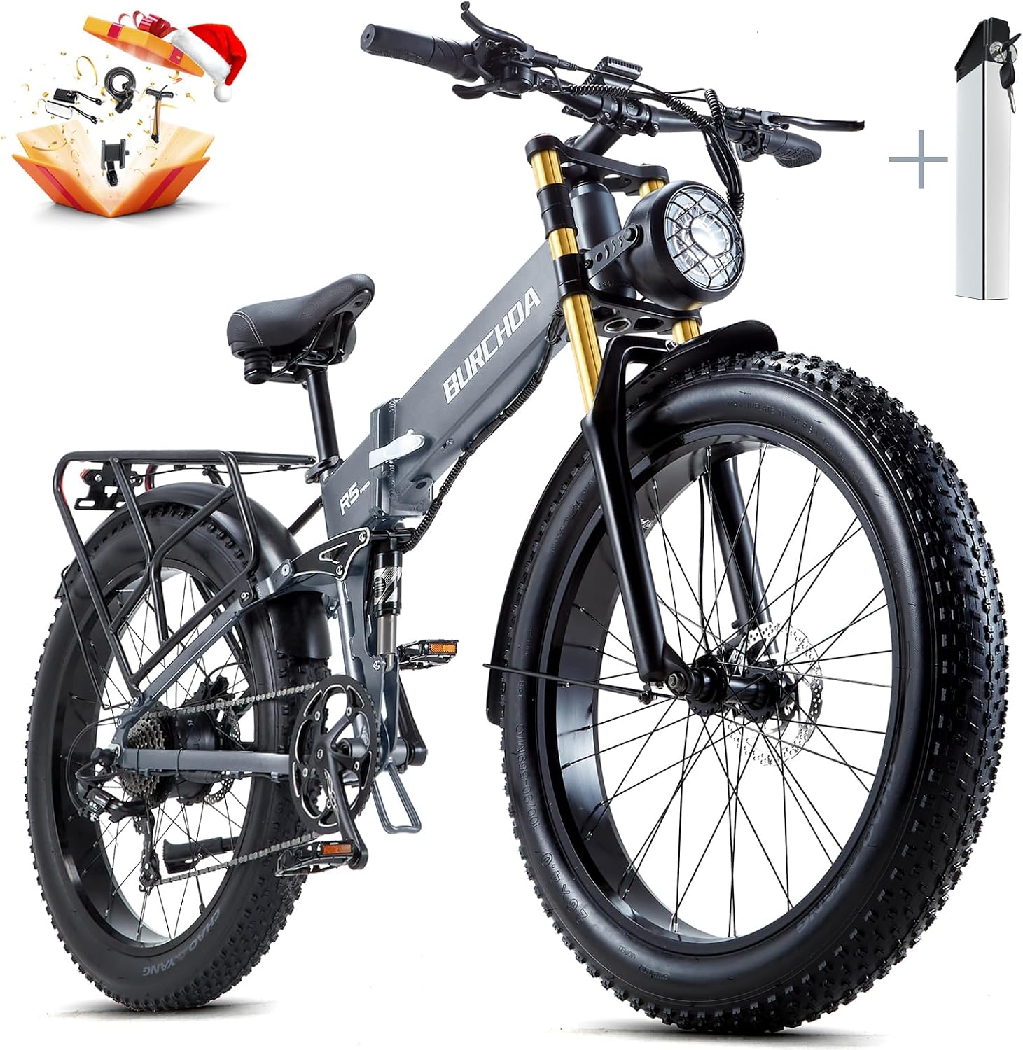 DAMSON Electric Bike for Adults Dual Motor AWD 5000W/3000W/1500W Peak 40MPH/30MPH Dirt Ebike, 52V/48V Max-Output Up to 65/80/120/160 Miles Long Range, 26' Full Suspension Fat Tire Mountains Bicycle