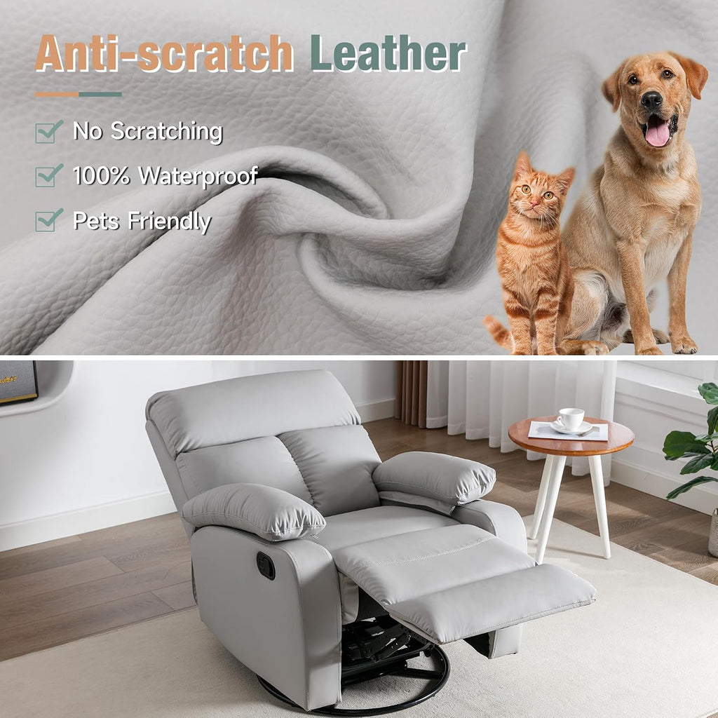 hzlagm Rocking Recliner Chair, Swivel Rocker Recliner, Glider Small Rocker Recliners for Small Spaces, Living Room, Bedroom, Nursery, RV, Grey