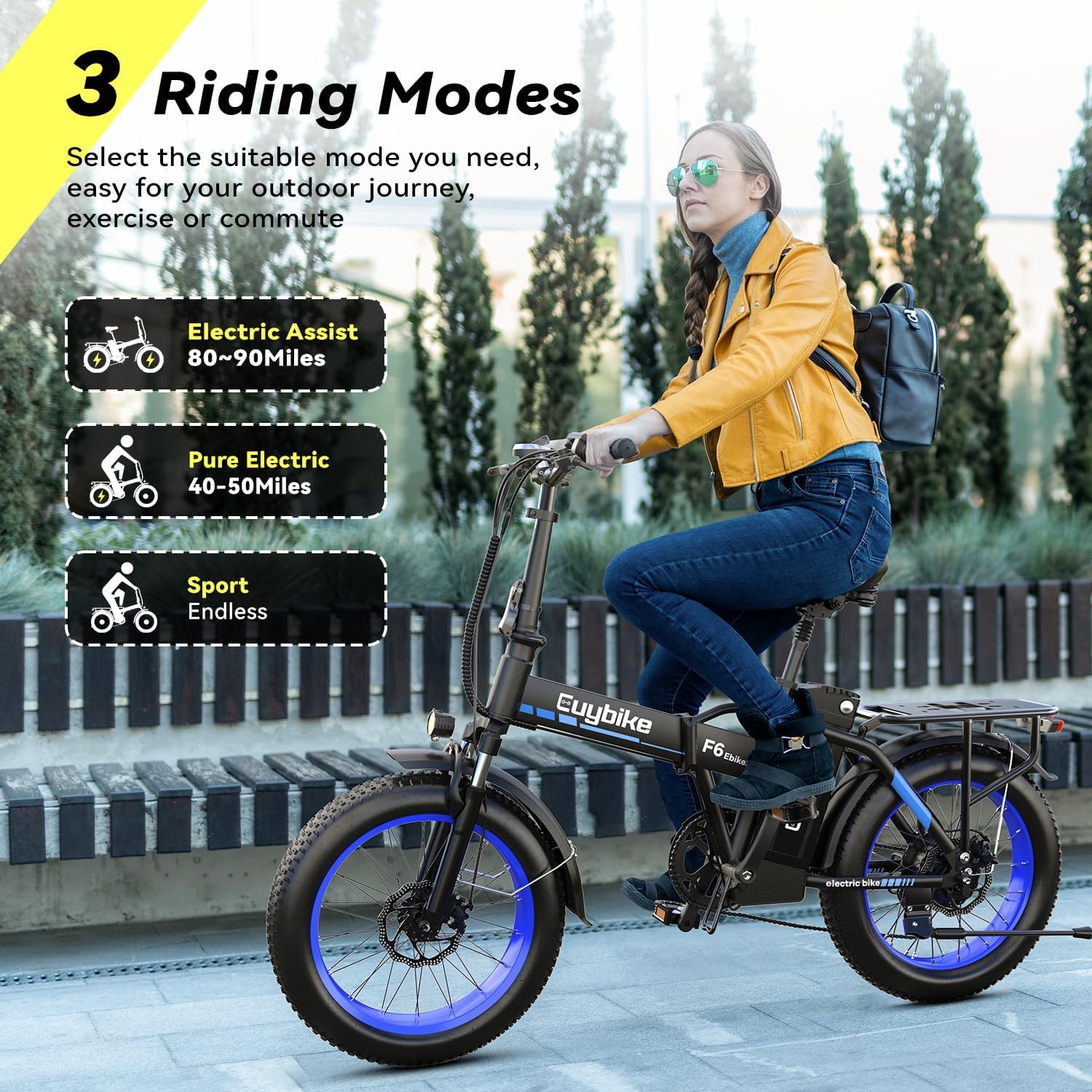 Foldable Electric Bike for Adults, 30+MPH, 48V 20Ah Removable Battery up to 80Miles, 20' Fat Tire Peak 1000W Motor Dirt Ebike Adult Electric Bicycle for City Commute Beach Mountain Adventurous E Bike