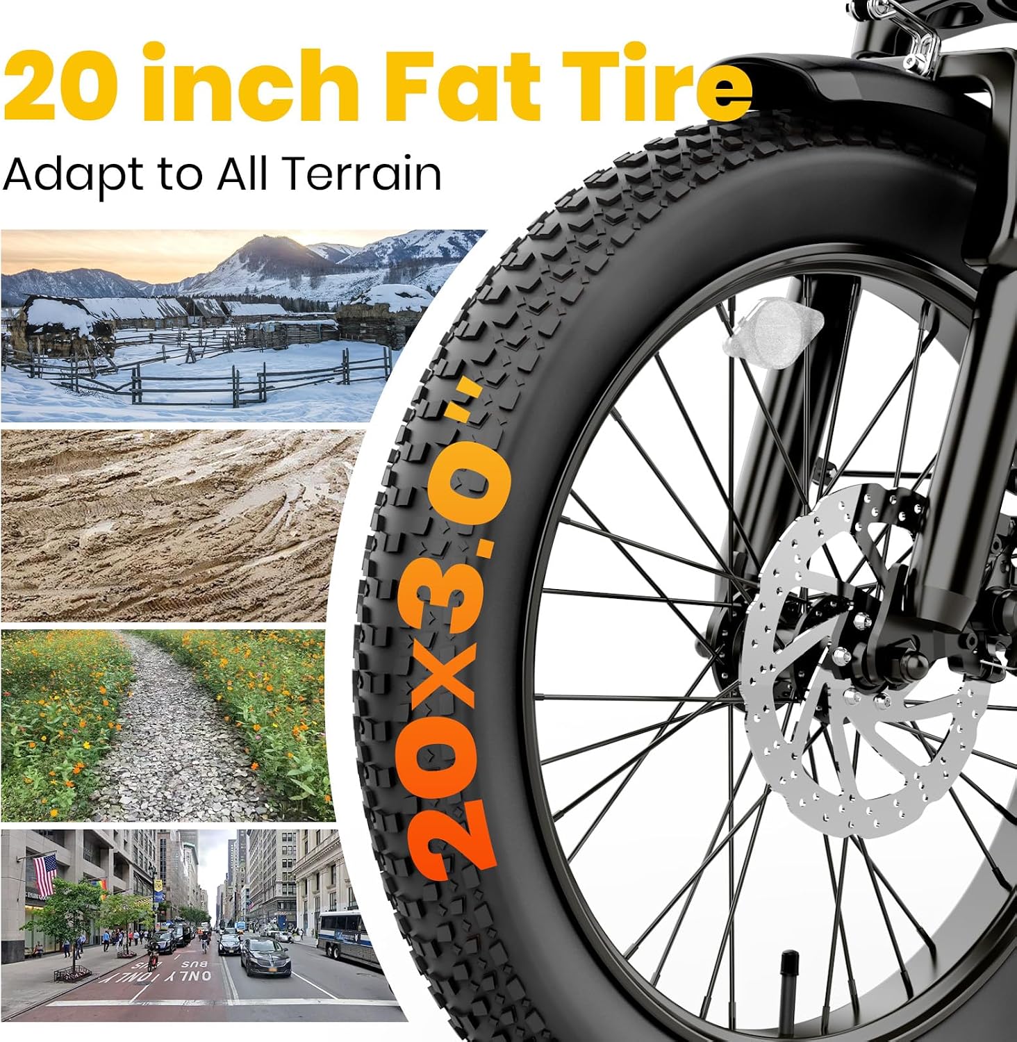 28 MPH Electric Bikes for Adults 20 x 3 inch Fat Tire Ebike with 90 Miles(PAS) Long Range 48V Removable Battery E-Bike 7 Speed Step Thru Electric Bicycle