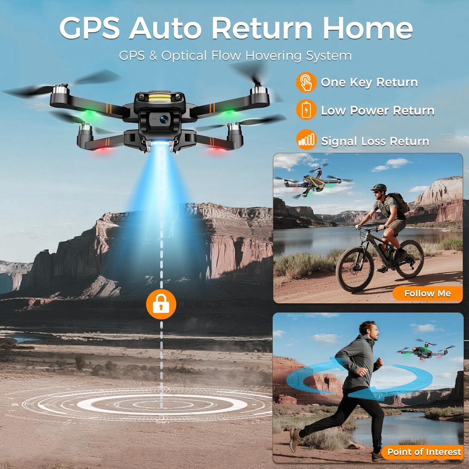 GPS Drone with EIS 4K Camera for Adults Kids, RC Drones with 4.5 inch HD Screen on Controller,Auto Return,2 Batteries for 45 min Flight Time,Long Range Transmission,Circle Fly and Follow Me Mode,Foldable Quadcopter for Beginner Kids Gifts Toy,Under 249g