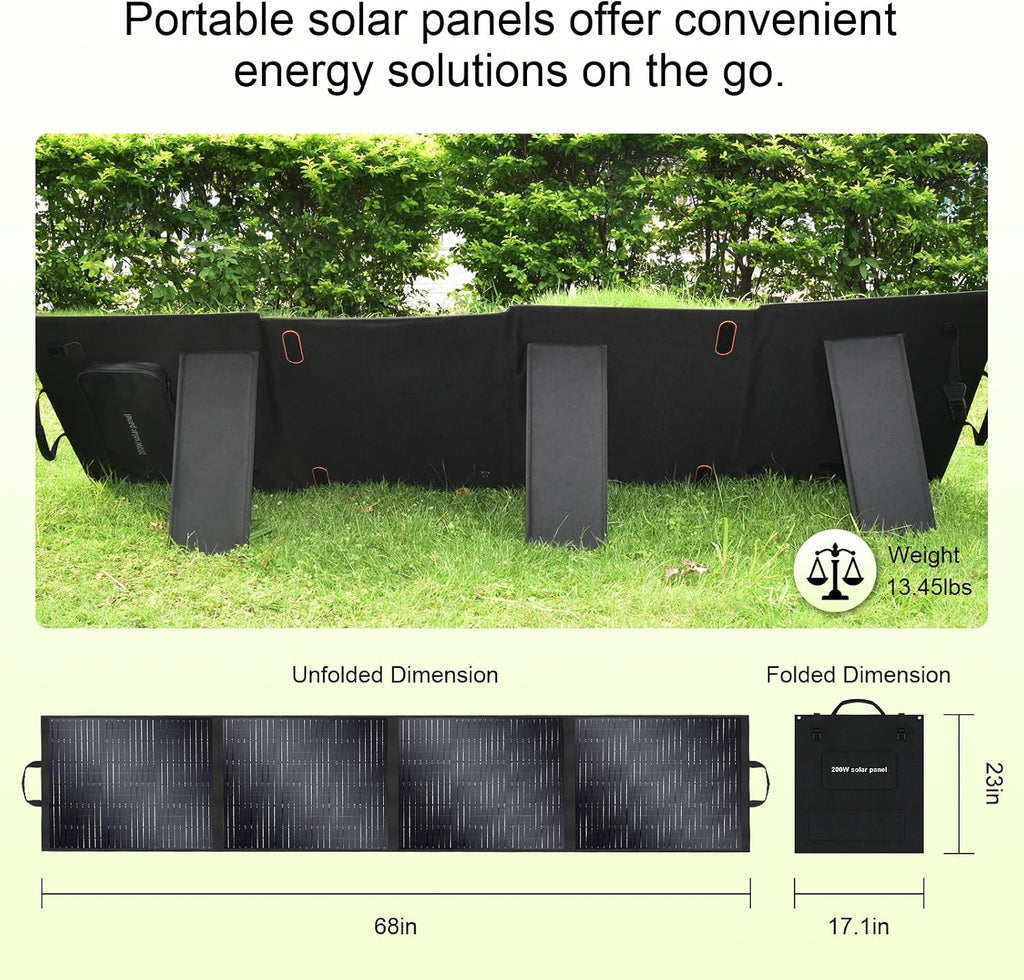 SolarPlay 200W Portable Solar Panel, Foldable IP65 Waterproof with Adjustable Kickstands, Compatible with Power Stations & Solar Generators for RVs, Camping, Power Backup