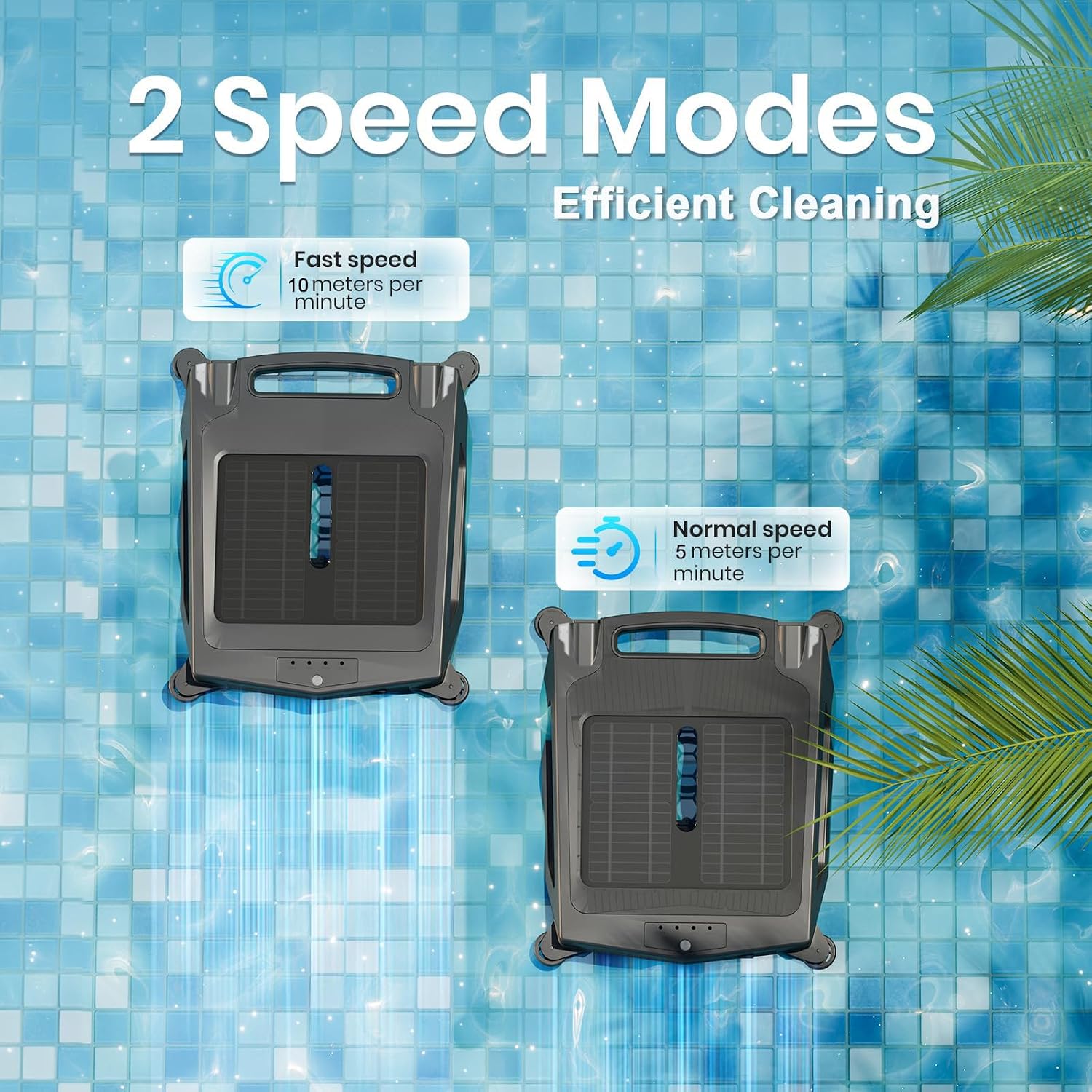 Solar Pool Skimmer Robotic|Dual Charging Options,2500mah-Up to 24 Hour Runtime,Automatic Pool Skimmer Cleaner-IPX 7,for Any Pool Shape