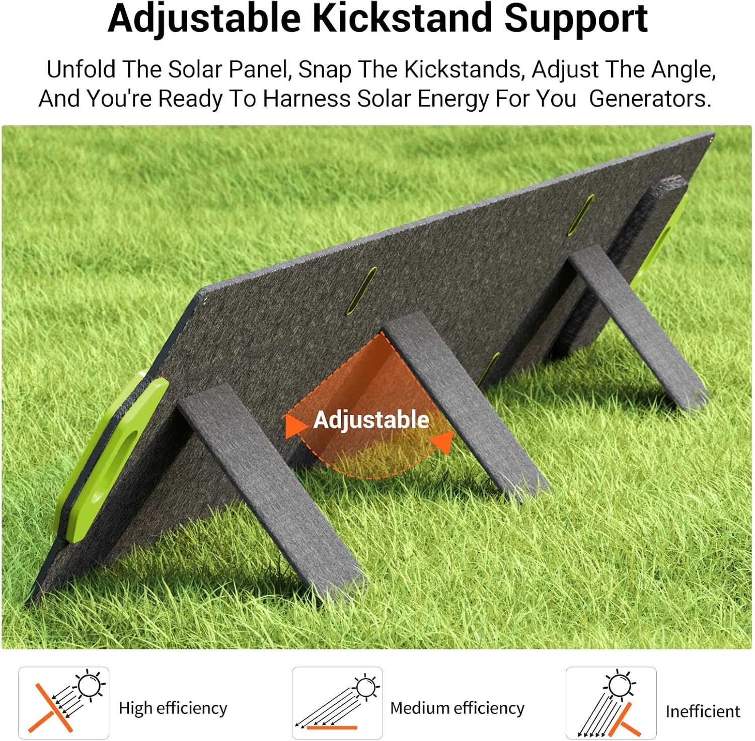 FOSSiBOT SP200 Foldable 200 Watt Solar Panel, 23.4% High Efficiency Foldable Solar Panel with Adjustable Kickstands, for Home RV, Camping