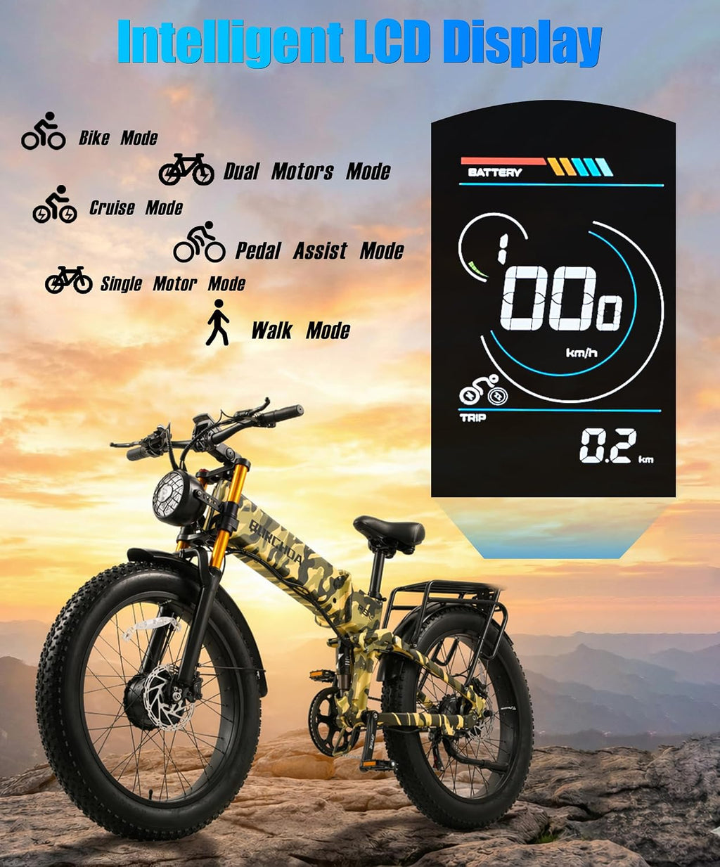 DAMSON Electric Bike for Adults Dual Motor AWD 5000W/3000W/1500W Peak 40MPH/30MPH Dirt Ebike, 52V/48V Max-Output Up to 65/80/120/160 Miles Long Range, 26' Full Suspension Fat Tire Mountains Bicycle