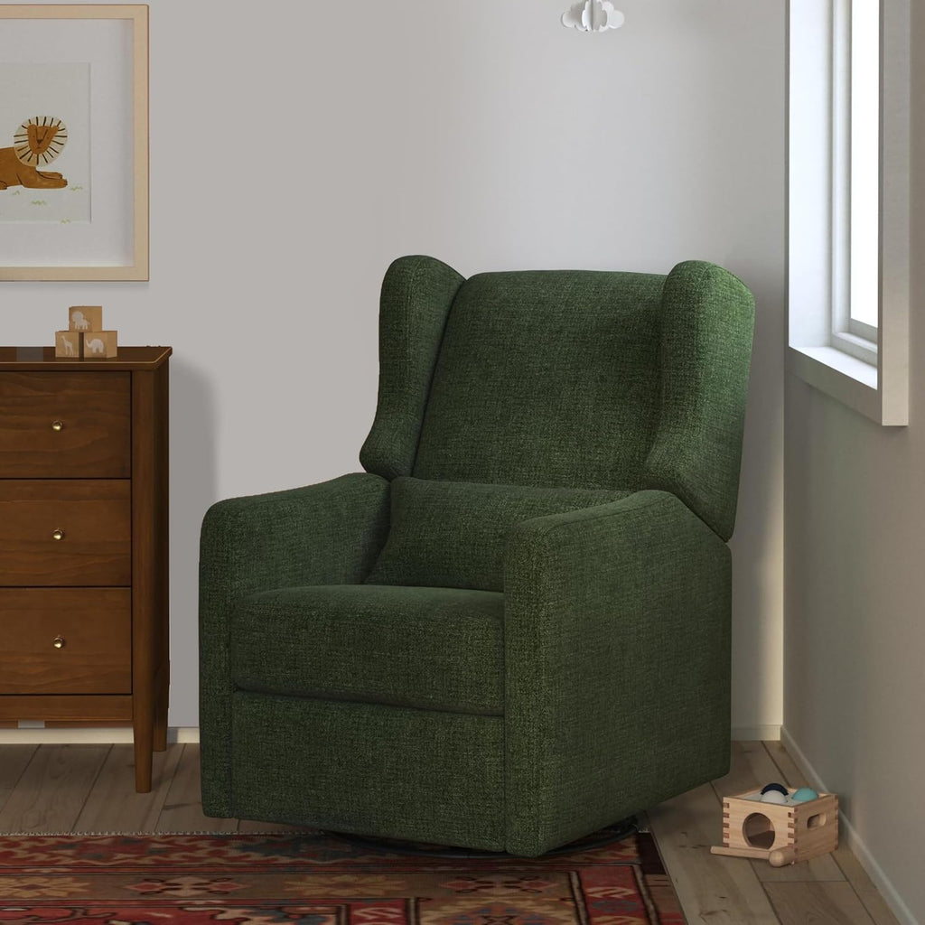 Davinci Carter's Arlo Recliner and Swivel Glider, Water Repellent & Stain Resistant, Greenguard Gold & CertiPUR-US Certified, Performance Forest Green Linen