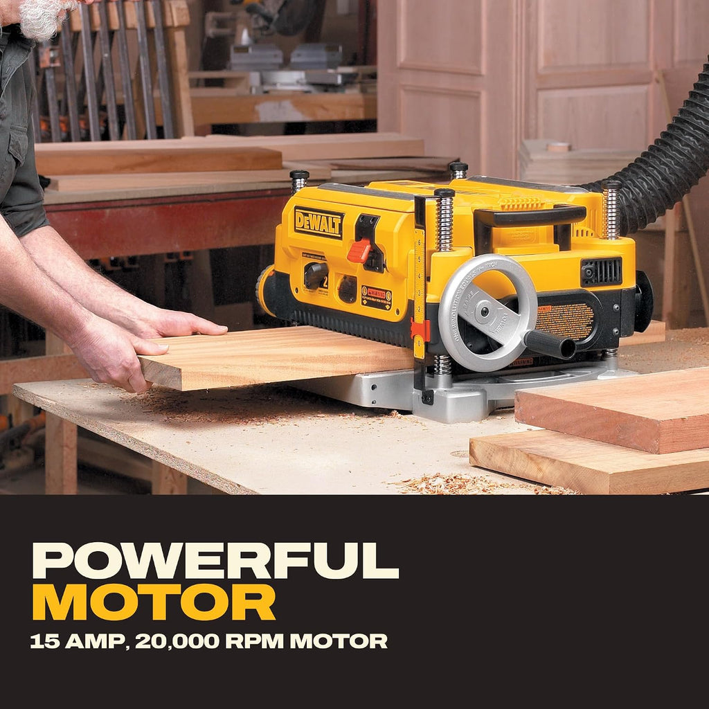 DEWALT Thickness Planer, 13-inch Wood Planer, Three Knife Two Speed, 15 Amp, 20,000 RPM Motor (DW735X)