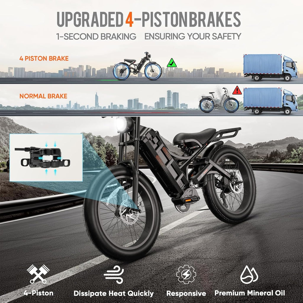 2026 eAhora Romeo Pro 3/2 50-46 Mph Electric Bike for Adults, 5600W/4000W/2500W Dual Motor Ebike 60V 80Ah/52V 70Ah Battery 200 Miles Long Range, 26*4.0'/20*4.5' Fat Tire, Full Suspension, All Terrain