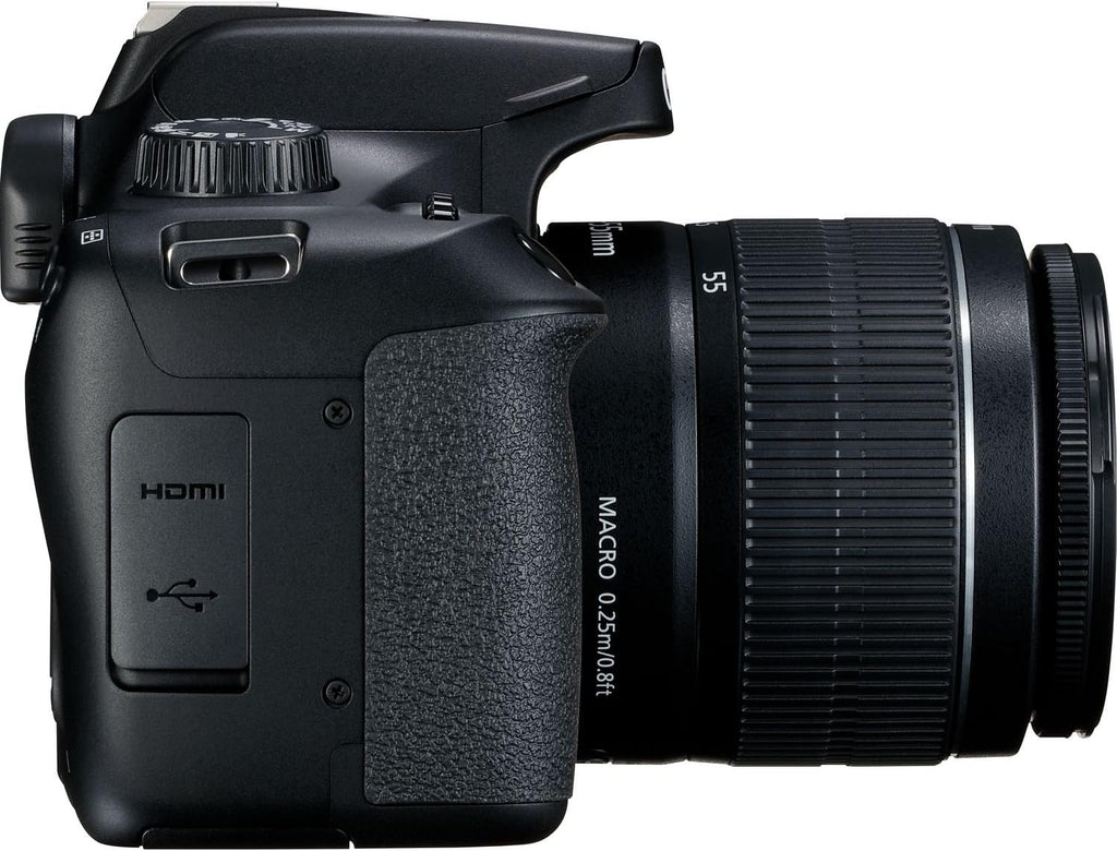 Canon EOS 4000D DSLR Camera with EF-S 18-55mm III Lens & EF 75-300mm III Lens Basic Bundle - Includes: Extended Life LPE10 Replacement Battery (1600mAh) & 2X Universal Lens Cap Keeper (Renewed)