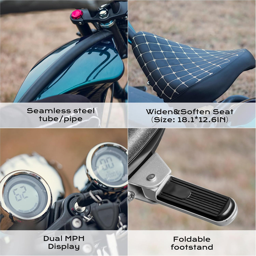 eAhora M1P 2000W Electric Motorcycle for Adults,37MPH 60V 30Ah Large Battery 40 Miles Range,Dual Hydraulic Brakes Full Suspension,Street Legal Electric Motorcycle for Commuting