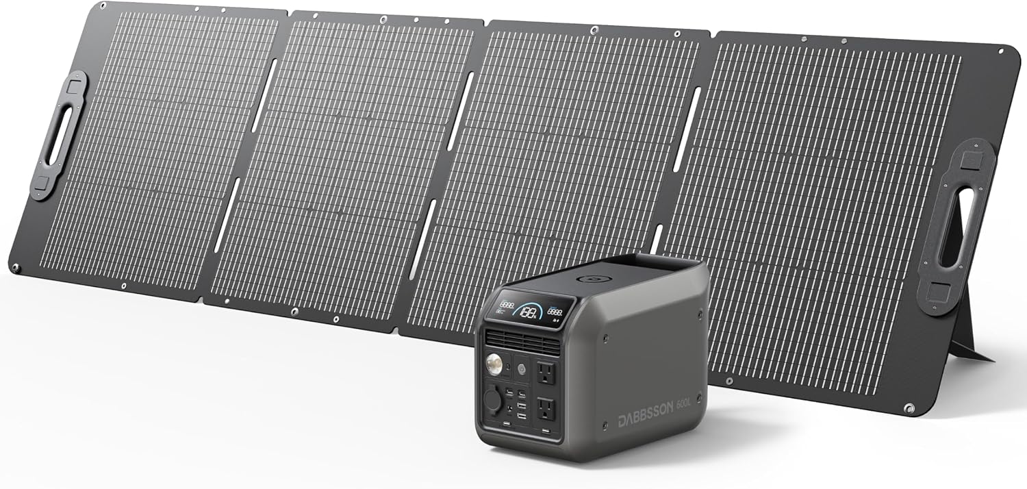 Dabbsson 768Wh Solar Generator with 210W Solar Panel,Portable Power Station,Up to 900W AC Output,1.5X Extended Runtime,Recharge 100% in 1.6 Hrs, 600L Semi-Solid LiFePO4,100W USB-C,EPS,for Camping Home