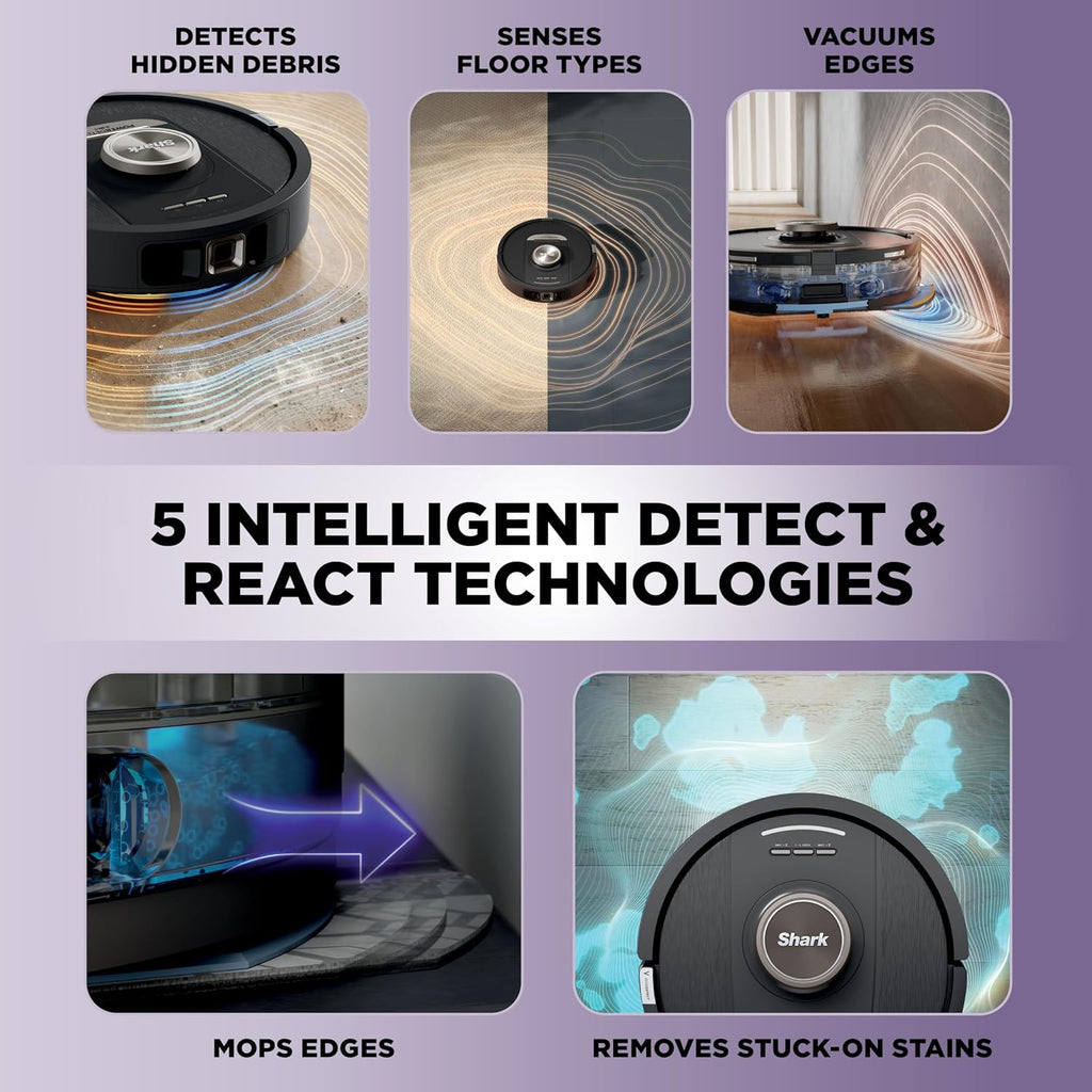 Shark PowerDetect NeverTouch, Self-Empty & Self-Refill, Robot Vacuum and Mop with Bagless, 30-Day Debris Capacity HEPA Base, 30-Day Capacity Refill Tank, Pad Dry, Black, AV2810YS