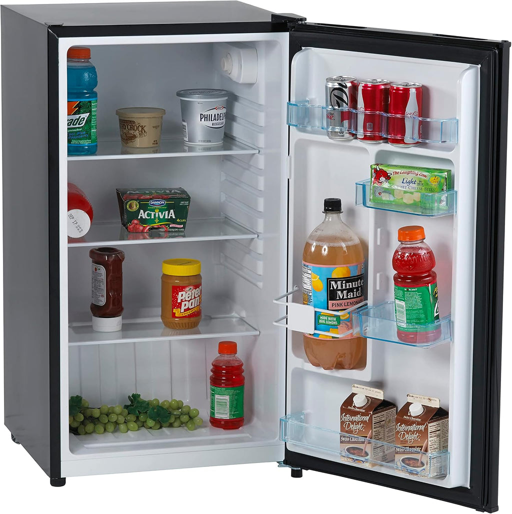Avanti 3.2 Cu. Ft. Compact Refrigerator with Removable Glass Shelves, Full Range Temperature Control, Reversible Door, Automatic Defrost, ENERGY STAR Certified, 3.2 cu.ft., Black