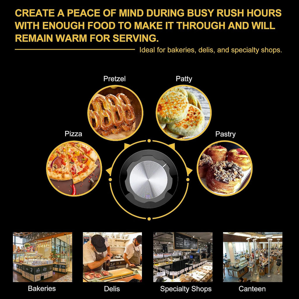 5-Shelf Electric Catering Hot Box Food Warmer Accommodating up to (10) 15' Pizza Boxes, Countertop Heated Holding Cabinet for Pretzels, Warming Machine for Home Commercial Use, 120V 600W
