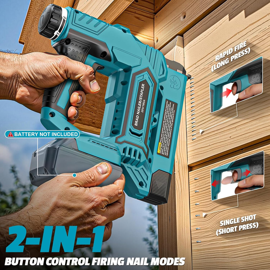 Cordless Brad Nailer Compatible with Makita 18V Battery, 5/8 to 1-1/4 Inch 18 Gauge 2-in-1 Nail Gun with 2000 nails for Wood Carpentry, Tool Only, Brushless, 2 Mode,5.9LBS