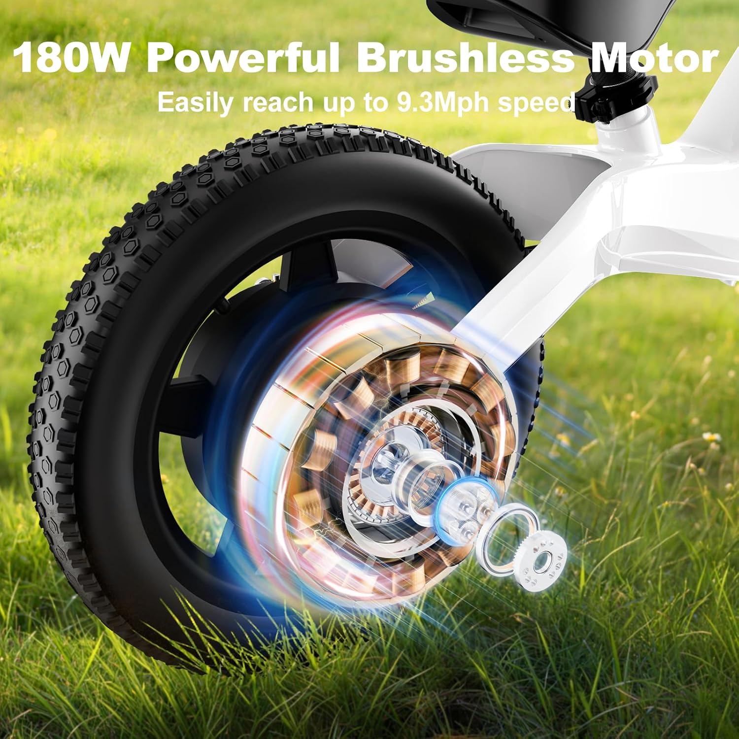 YunTopKids Electric Balance Bike for Kids Ages 3-5, 12 Inch Tires,Safe Start,3 Speeds up to 9.3 MPH,LCD,180W 24V Kids Electric Bike with Adjustable Seat,Fast Charger,LED Light