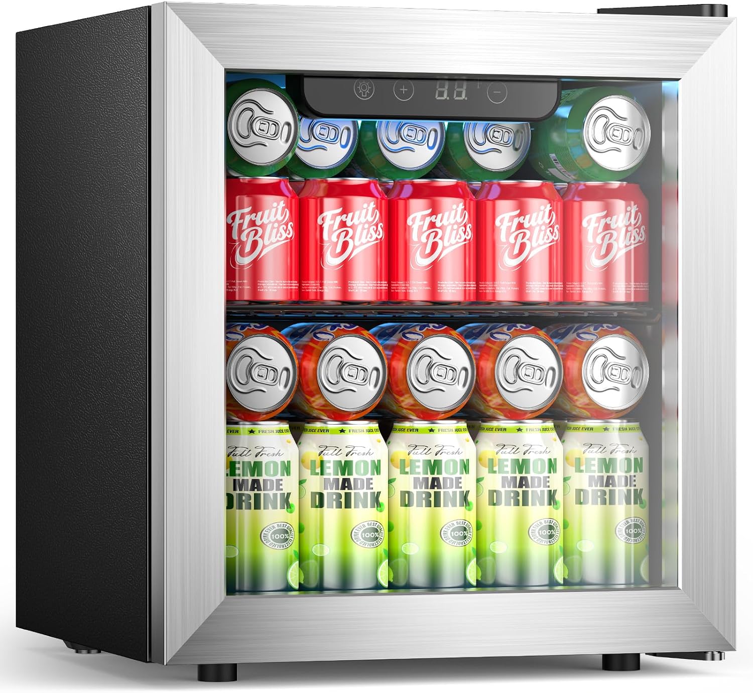 Beverage Refrigerator, 50 Cans Commercial Mini Fridge Cooler, 1.3 Cu.ft with Glass Door, Adjustable Shelves, Digital Temperature Freestanding Small Drink Fridge Soda Beer or Wine for Home Dorm Bar