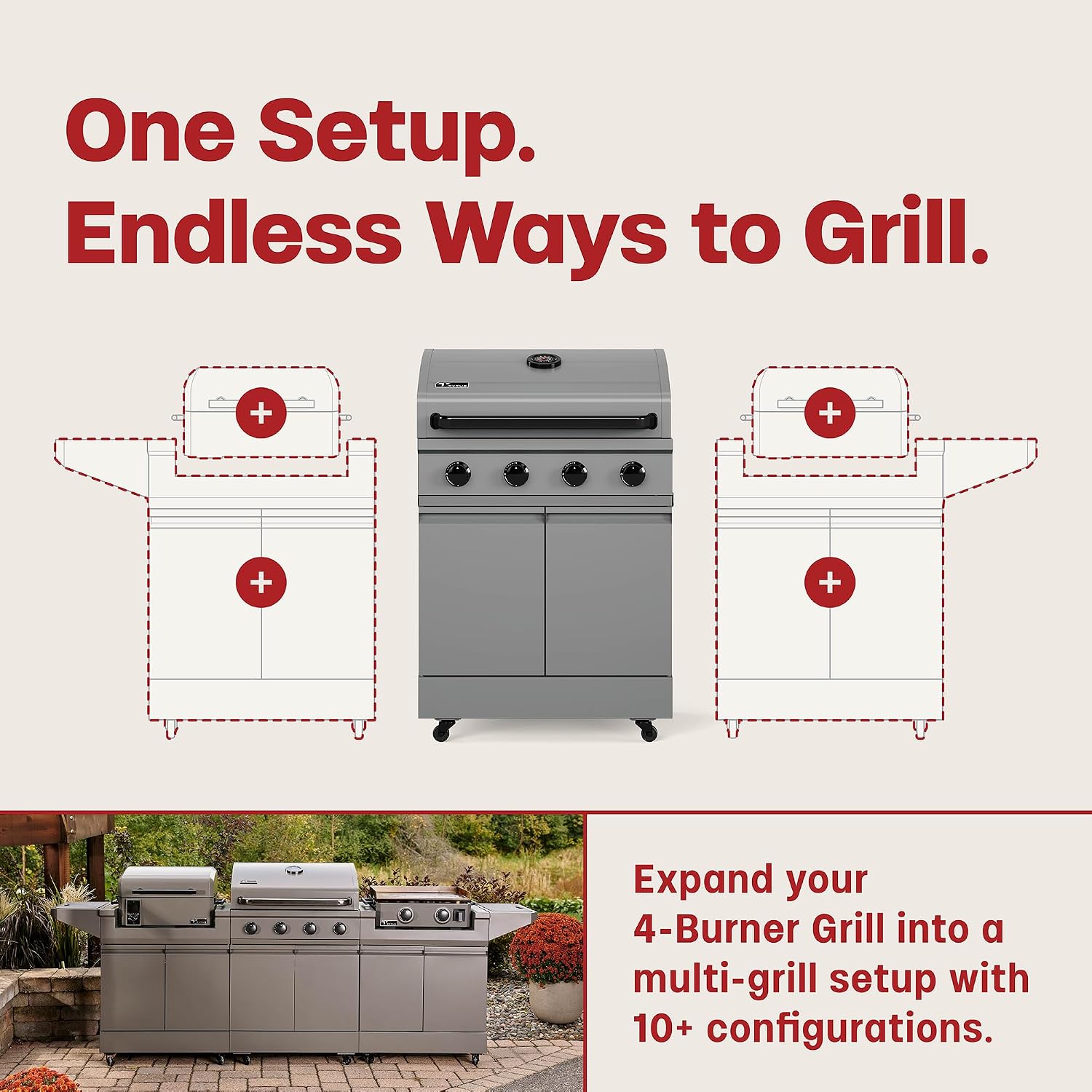 TYTUS Anaheim 5-Burner Propane Gas Grill Outdoor Cooking, 48,000 BTU Grill & 12,000 BTU Side Burner, 721 sq. in. Cooking Area, Enclosed Storage, Porcelain-Enameled Cast Iron Grates, Quick Assembly