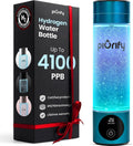 PIURIFY Hydrogen Water Bottle Generator - Up to 4100+ PPB Molecular Hydrogen Infusion - SPE/PEM Technology - Certified H2 Generator - Rechargeable - Extended Warranty - 10 oz (Turquoise)