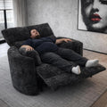 450lbs Oversized Power Recliner Chair for Big and Tall Adults, 52' Extra Wide Electric Recliner with USB & Type-C Ports, Chenille Fabric Single Sofa Chair for Living Room & Bedroom, Black
