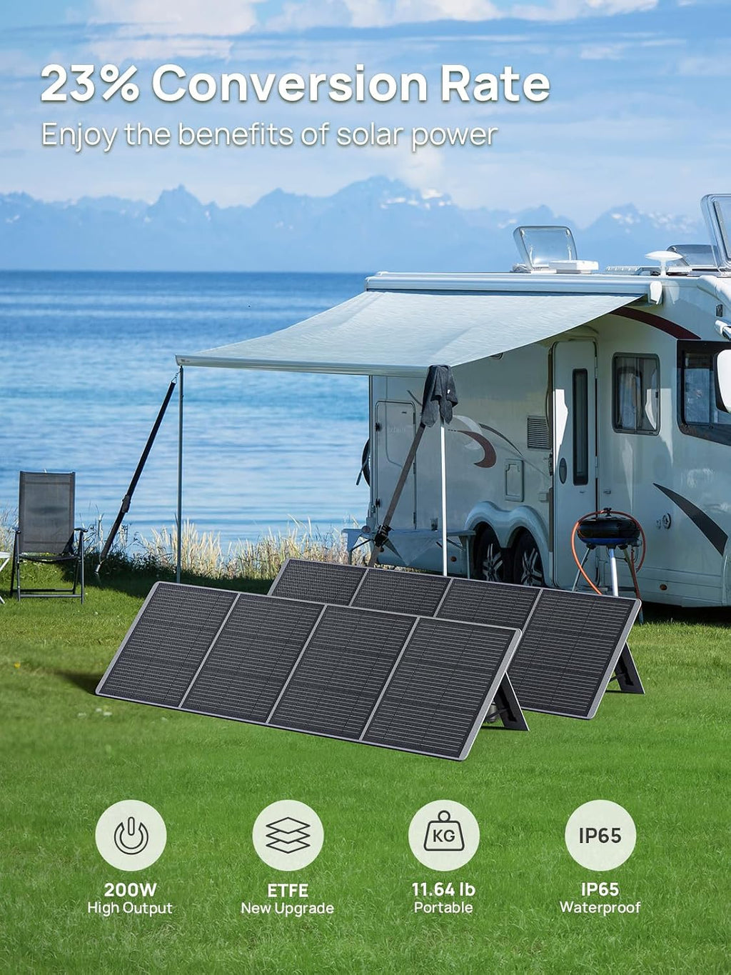 AFERIY Nomad800 Power Station, with 200W ETFE Foldable bracket Solar Panels, 512Wh Solar Generator for Camping, CPAP, RVs