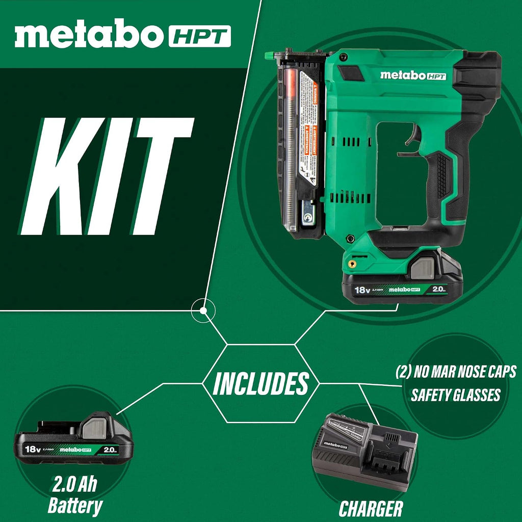 Metabo HPT 18V MultiVolt Cordless Compact Pin Nailer Kit, 23 Gauge Nailer with Power Tool 2.0Ah Lithium Ion Battery, Drives 5/8' to 1-3/8' Headless Pin Nails, 5-Year Warranty, NP1835DA