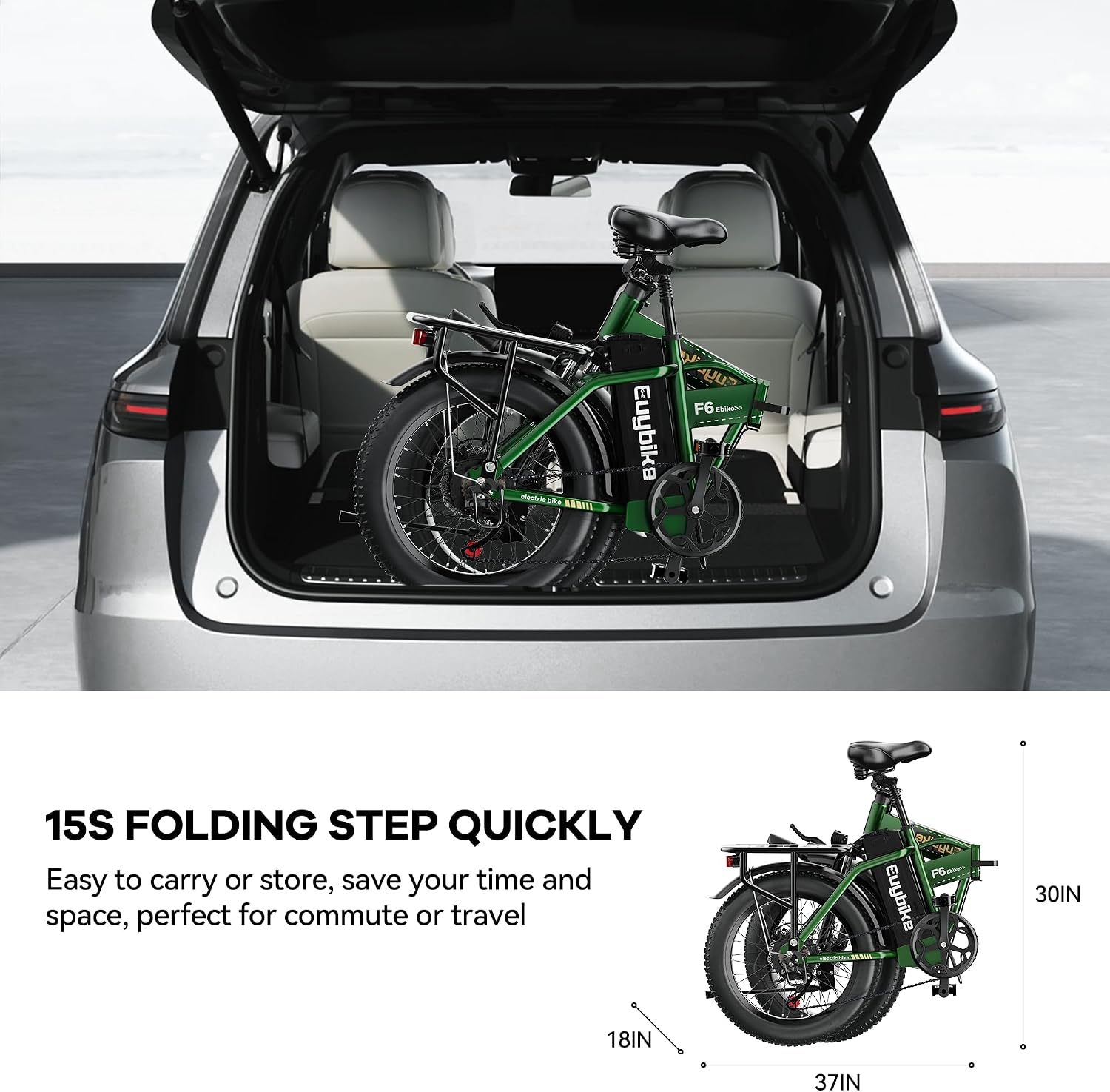 Foldable Electric Bike for Adults, 48V 20Ah Removable Lithium Battery up to 80Miles, 20' Fat Tire 1000W Peak Motor Dirt Ebike Adult Electric Bicycle for Commute Beach Mountain E Bike