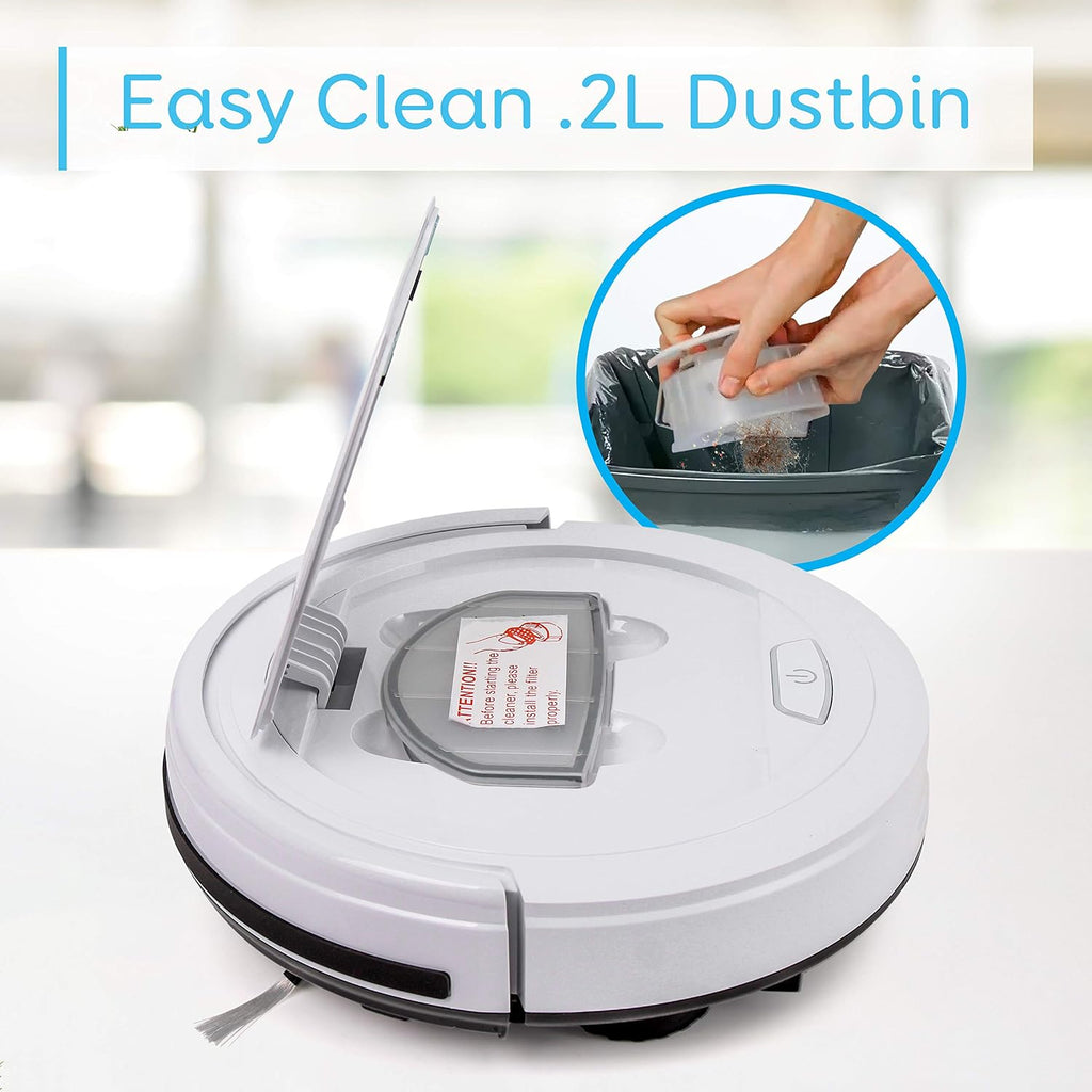SereneLife Pure Clean Robot Vacuum Cleaner - Upgraded Lithium Battery 90 Min Run Time - Automatic Bot Self Detects Stairs Pet Hair Allergies Friendly Robotic Home Cleaning for Carpet Hardwood Floor