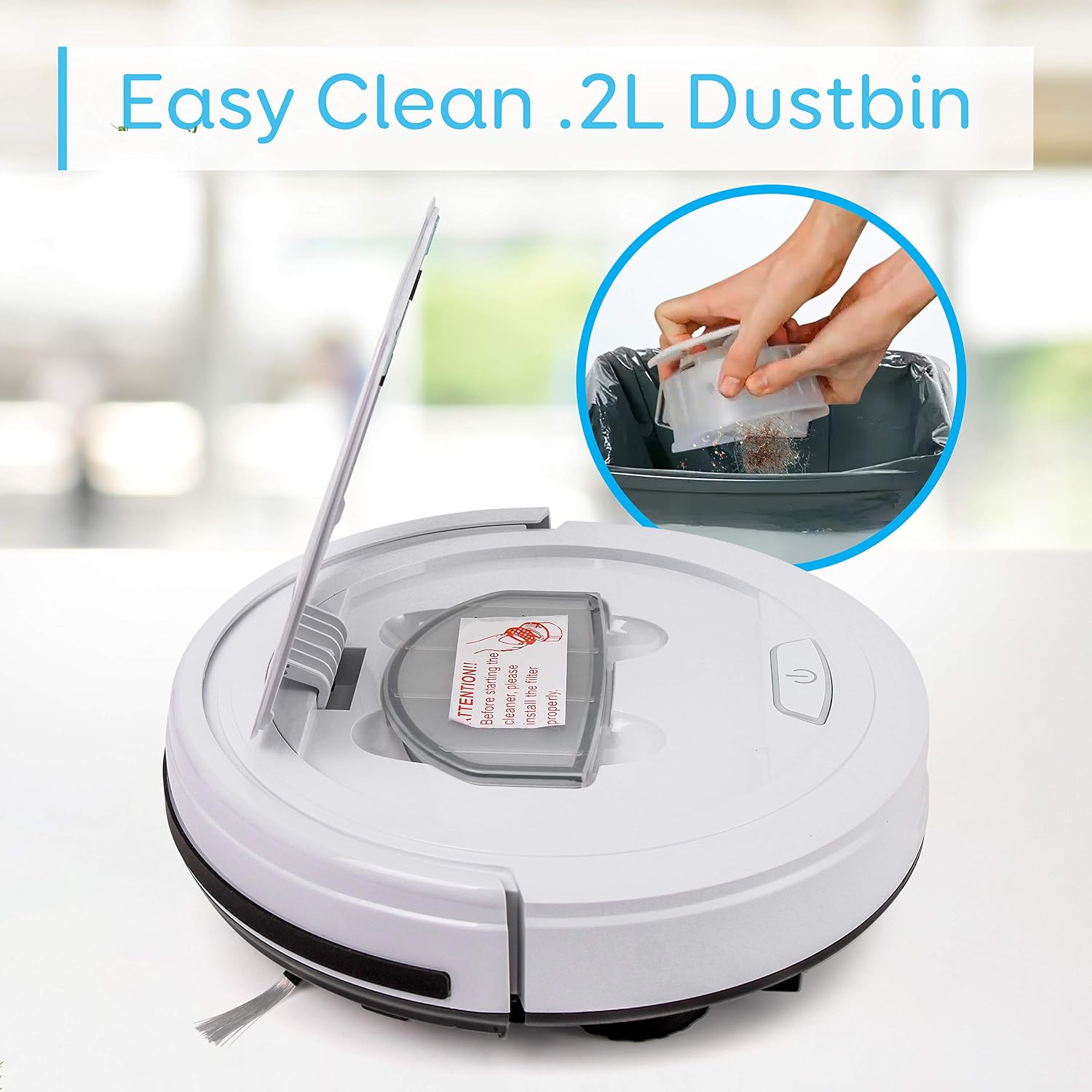 SereneLife Pure Clean Robot Vacuum Cleaner - Upgraded Lithium Battery 90 Min Run Time - Automatic Bot Self Detects Stairs Pet Hair Allergies Friendly Robotic Home Cleaning for Carpet Hardwood Floor