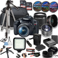 Canon EOS Rebel T7 24MP DSLR Camera w/EF-S 18-55mm f/3.5-5.6 is II Lens + LED Light + 128GB Memory + Lenses + Filters + Case + Tripod + Grips + Added Power, and More (28pc Bundle) (Renewed)