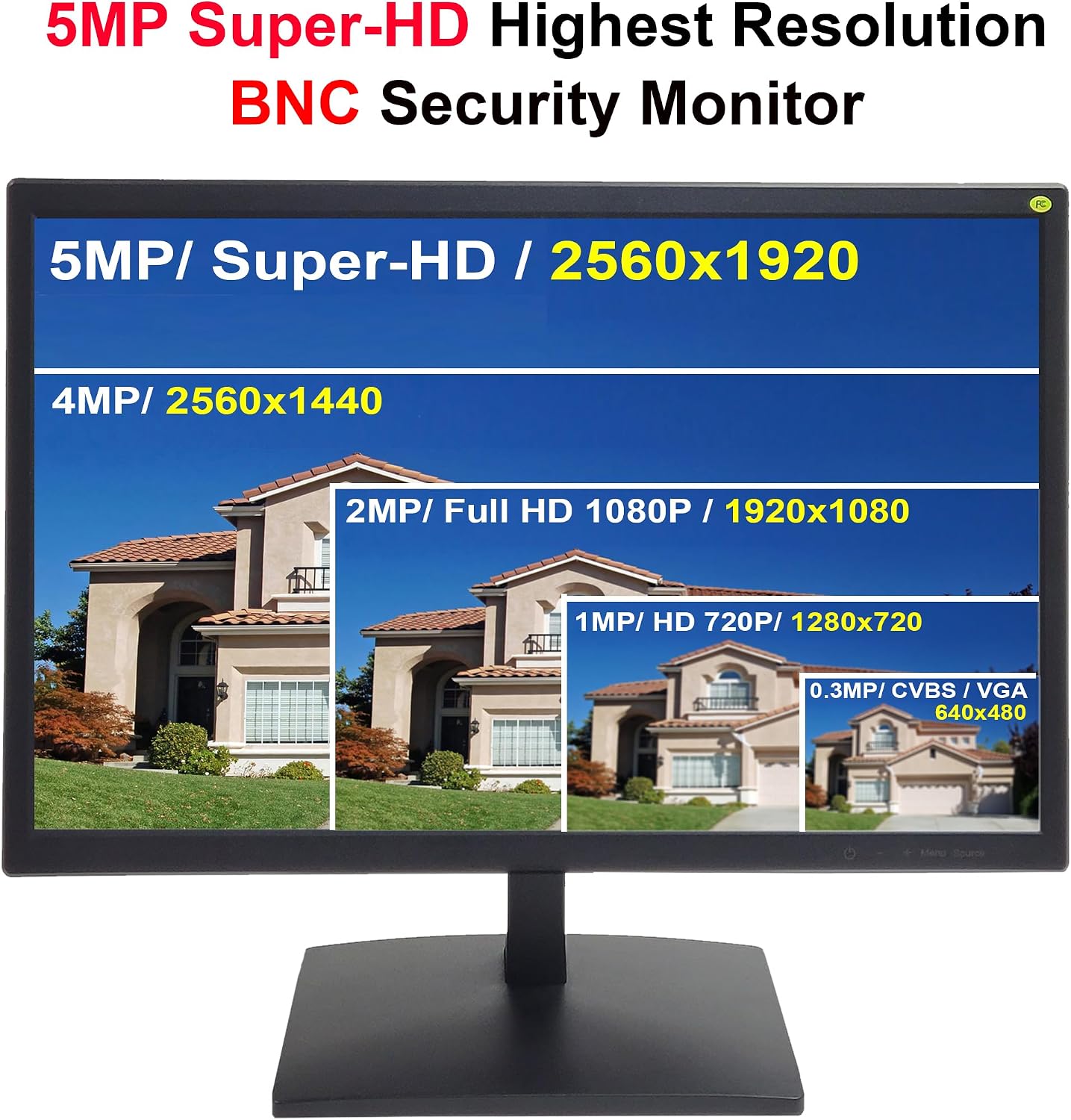 101AV 19.5' 5MP/2560x1920 Super-HD TVI, AHD, CVI & CVBS Professional Security Monitor ,1 HDMI, 2 BNC In & 1 Out, Working with Super-HD 5MP Security Cameras Directly in Addition to DVR/NVR & PC