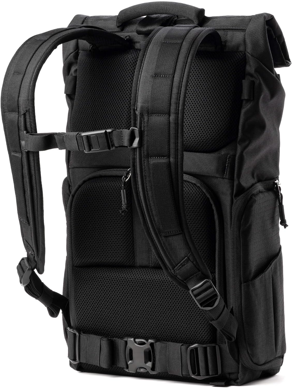 Think Tank FocusPoint 30L RollTop Camera Backpack - Asphalt Black: Expandable Travel & Camera Backpack with Laptop Sleeve, Quick Side and Back Access, Rain Cover – Versatile Photography & Travel Bag