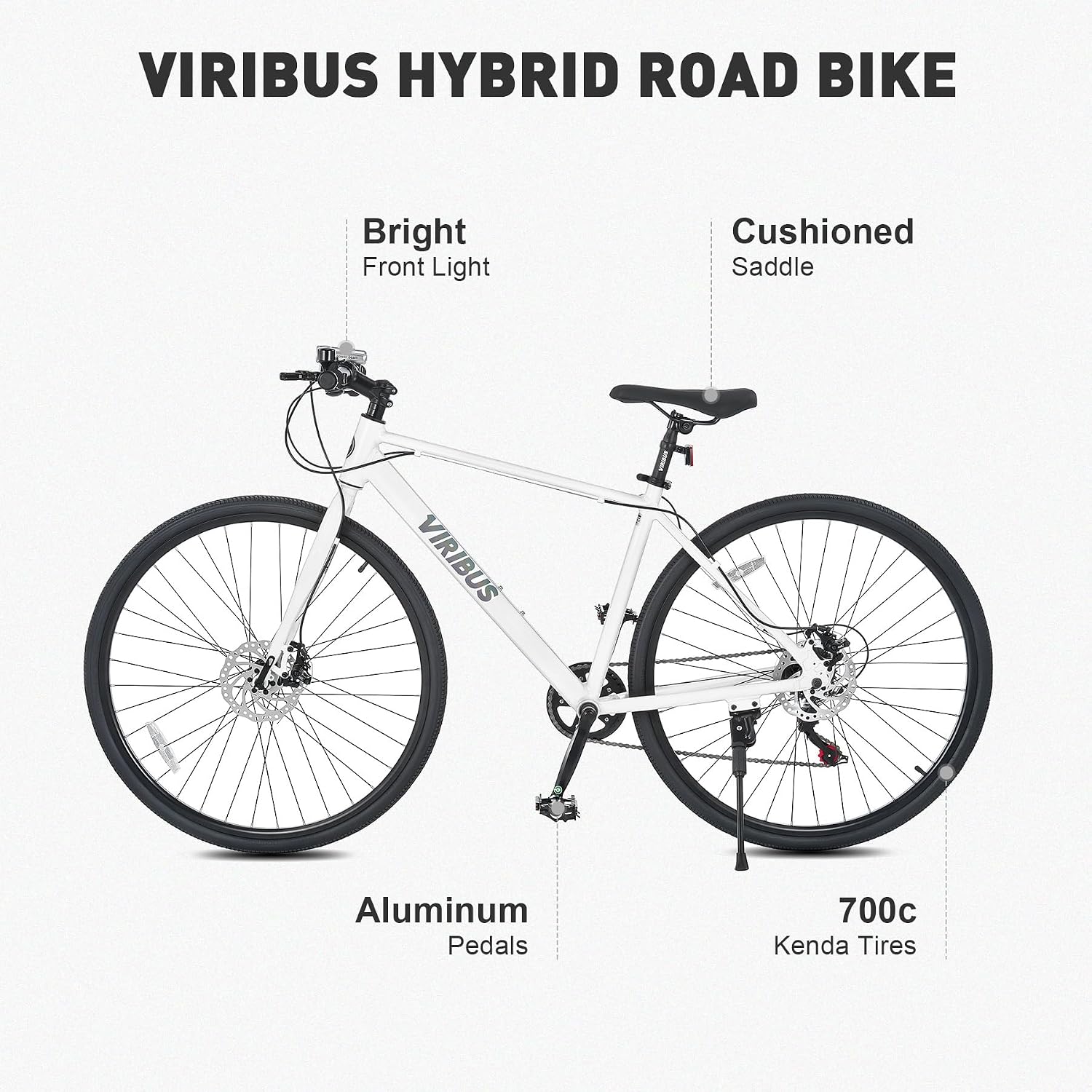 VIRIBUS Hybrid Bikes, 28 inch Mens Hybrid Bicycle 7 Speed with Lightweight Aluminum Frame & Disc Brakes, 700C Retro Vintage Adult Bike for Tall Men & City Commuters 85% Pre-Assembled