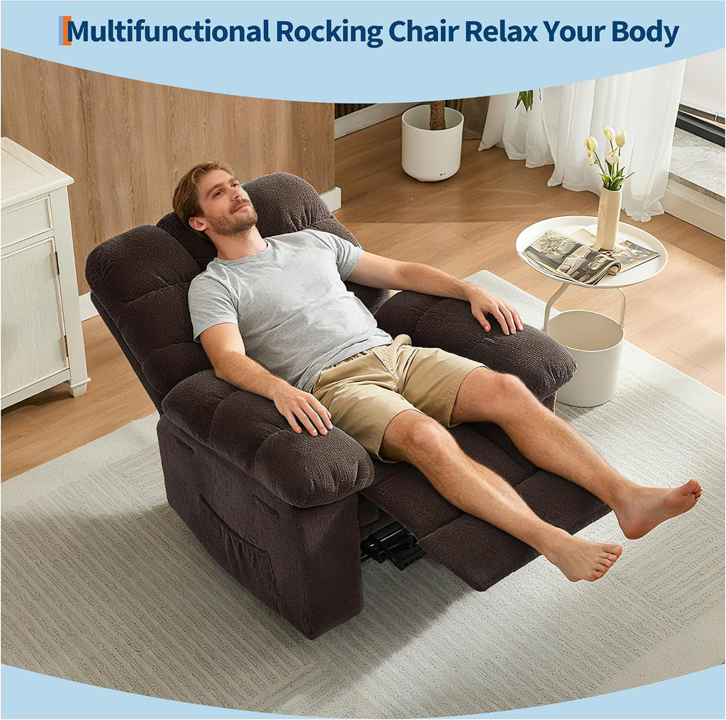 Garvee Manual Recliner Chair,Ergonomic Overstuffed Breathable Fabric Reclining Chair with Side Pockets,q235 Steel Frame Lazy Boy Recliner Single Sofa for Living Room Bedroom