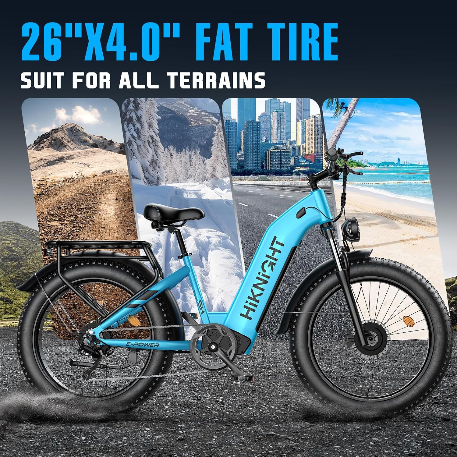 Dual Motor Electric Bike for Adults, 3000W Peak 52V 20AH Battery E Bike 26' x 4.0' Fat Tire Electric Mountain Bike Step-Thru Electric Bicycle for Women/Men, Up to 38MPH, Dual Hydraulic Brake