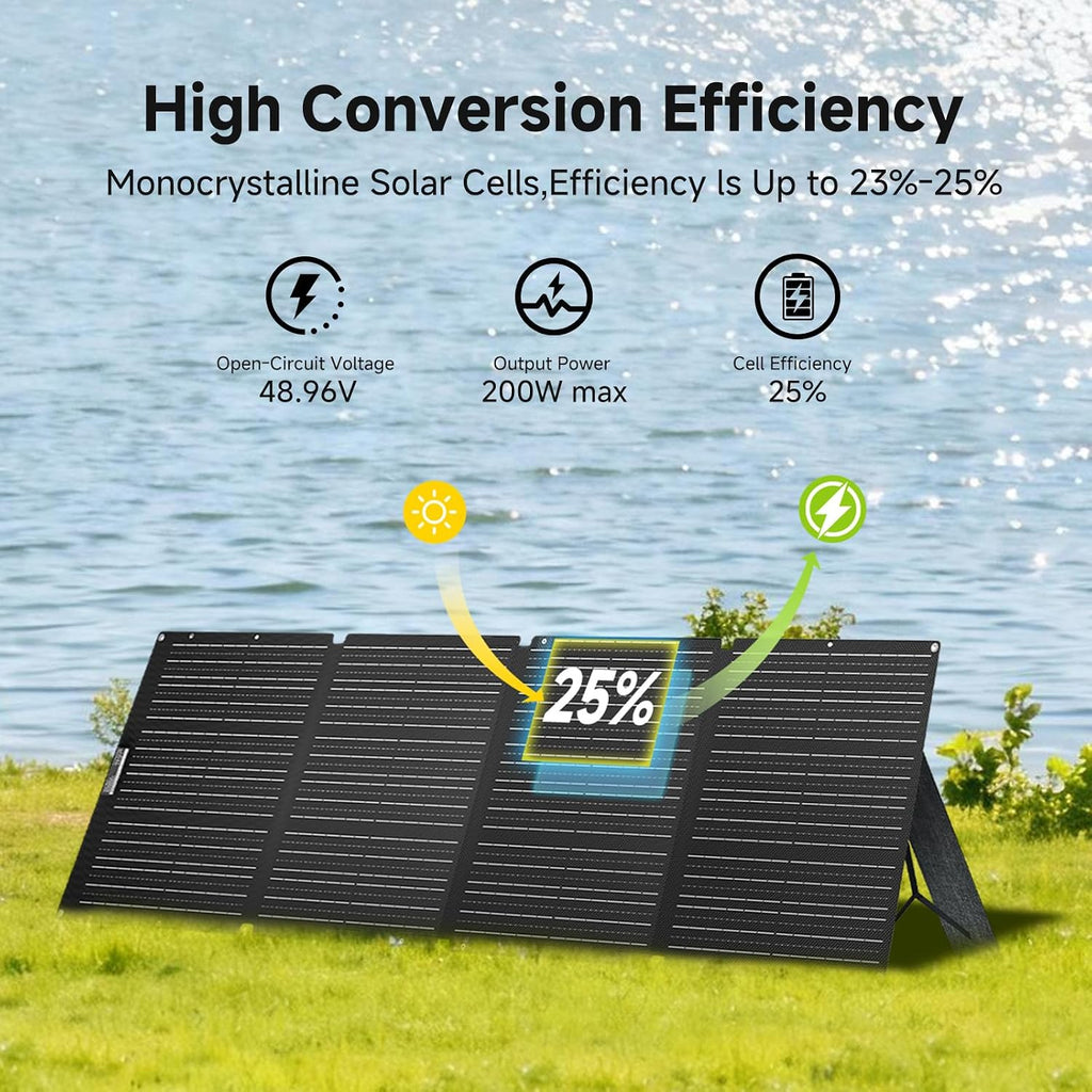 ALLPOWERS 200 Watt Portable Solar Panel SE200, 25% High Efficiency Foldable Solar Charger, IP68 Waterproof, for Solar Generators Camping RV Off Grid