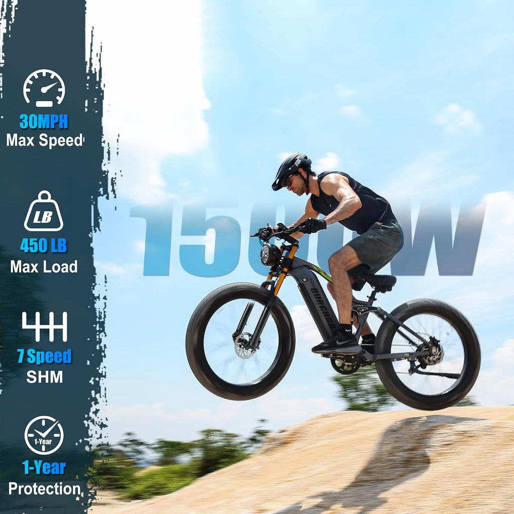 DAMSON Electric Bike for Adults Dual Motor AWD 5000W/3000W/1500W Peak 40MPH/30MPH Dirt Ebike, 52V/48V Max-Output Up to 65/80/120/160 Miles Long Range, 26' Full Suspension Fat Tire Mountains Bicycle