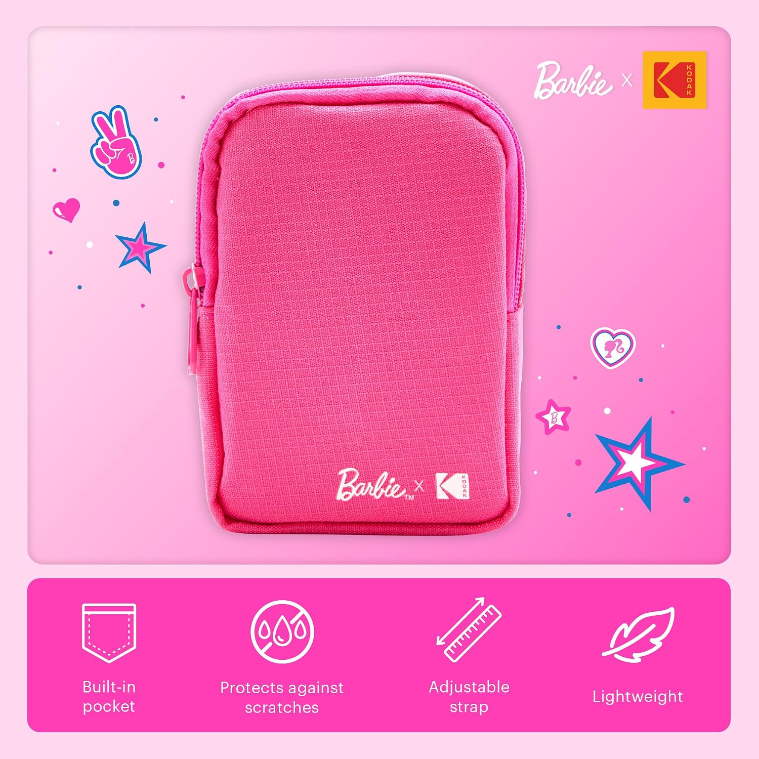 Kodak x Barbie Printomatic Full-Color Instant Print Digital Camera Barbie Deluxe Bundle (Signature Style)+ Barbie Deluxe Camera Case + Barbie Photo Album + Zink Paper (20 Sheets)