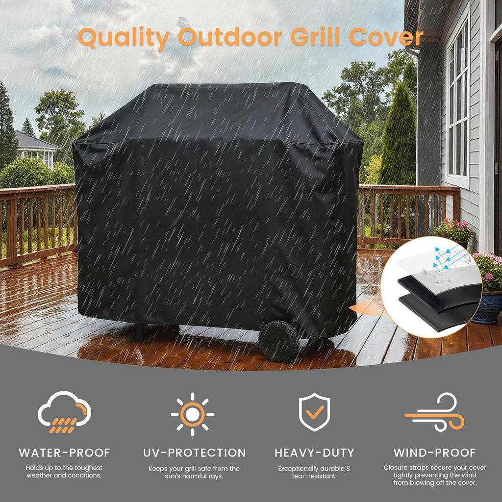 3-Burner Propane Gas Grill with Heavy Duty Waterproof Cover | 27,000 BTU, 3 Stainless Steel Gas Grill Burners & Electronic Ignition, Detachable Oil Tray for Outdoor BBQ Grill