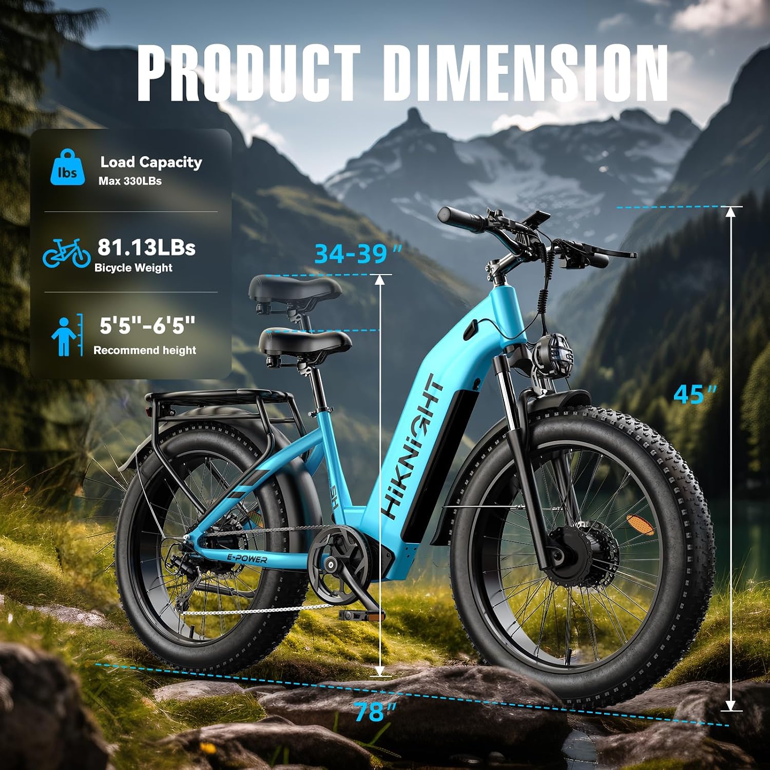 Dual Motor Electric Bike for Adults, 3000W Peak 52V 20AH Battery E Bike 26' x 4.0' Fat Tire Electric Mountain Bike Step-Thru Electric Bicycle for Women/Men, Up to 38MPH, Dual Hydraulic Brake