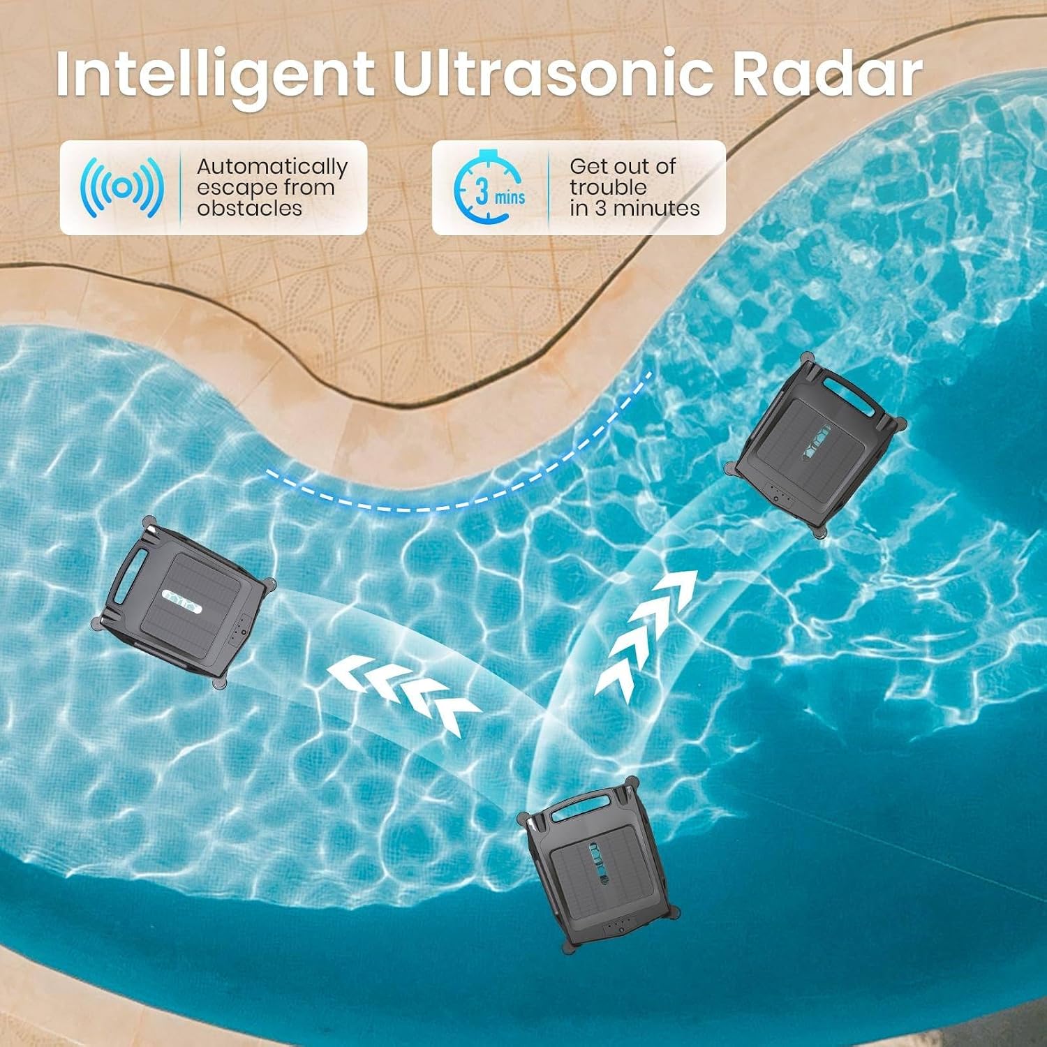 Solar Pool Skimmer Robotic|Dual Charging Options,2500mah-Up to 24 Hour Runtime,Automatic Pool Skimmer Cleaner-IPX 7,for Any Pool Shape