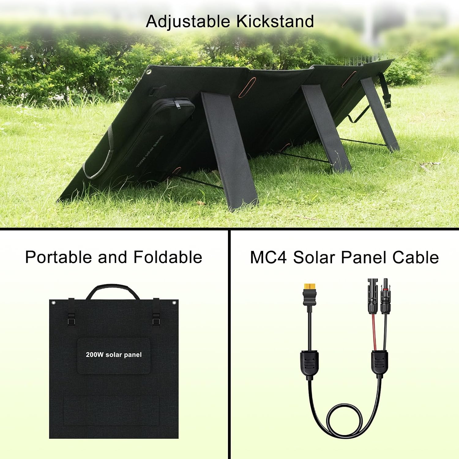 SolarPlay 200W Portable Solar Panel, Foldable IP65 Waterproof with Adjustable Kickstands, Compatible with Power Stations & Solar Generators for RVs, Camping, Power Backup