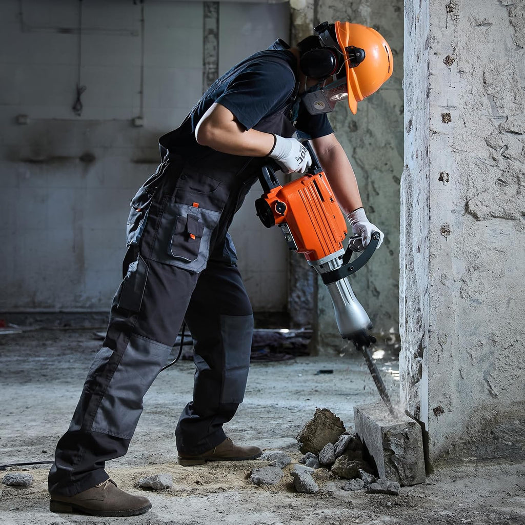 VEVOR Demolition Jack Hammer, MAX 2200W Electric Jackhammer Heavy Duty, 1400 BPM Concrete Breaker 4pcs Chisels Bit Chipping W/Case, Gloves